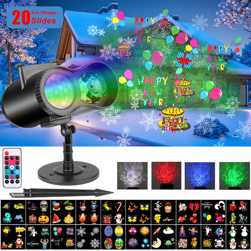 Outdoor Lighting Uk - Verplaatsbare, waterdichte kerst-LED-projector met 20 kleurrijke