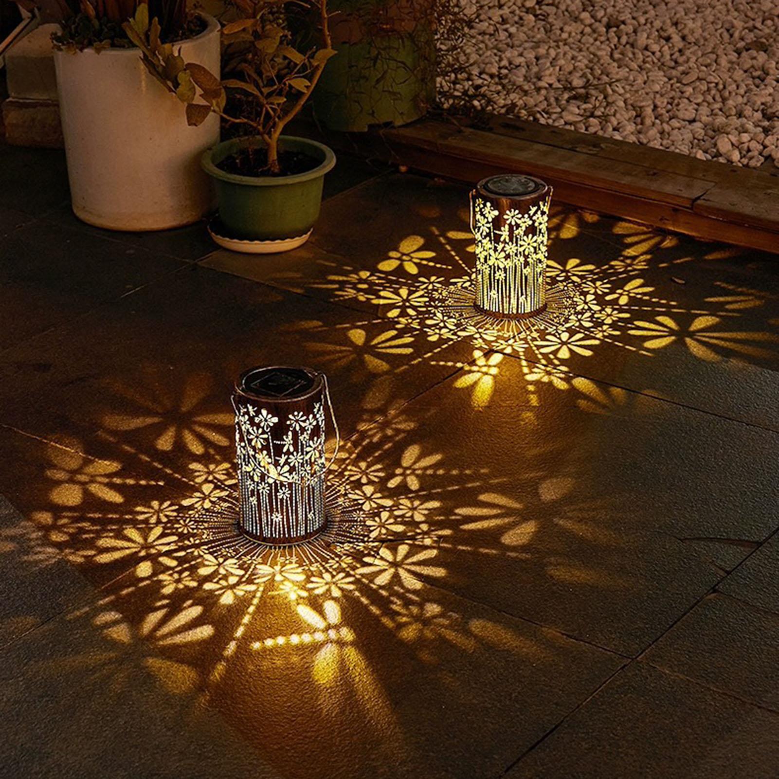 Outdoor Lighting Pathway - Zonne-lantaarns Kleurrijke metalen bloemlampen Zonne-verlichting Buitenpad