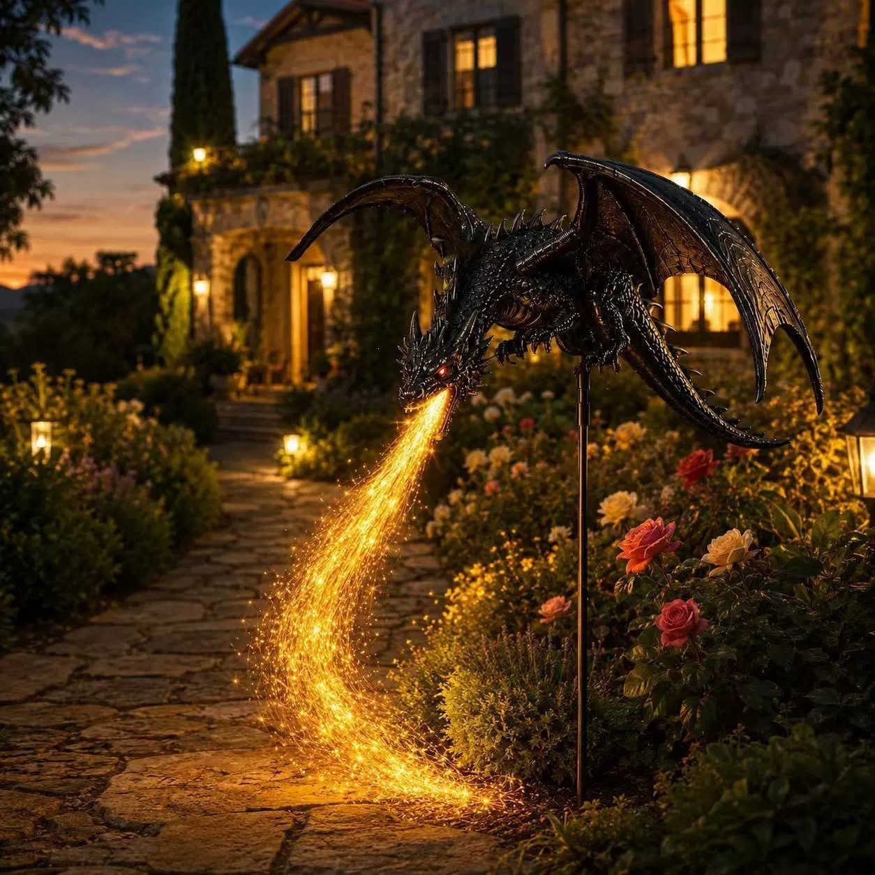 Outdoor Lighting Pathway - Solar Dragon Fire Tuinlamp, op zonne-energie