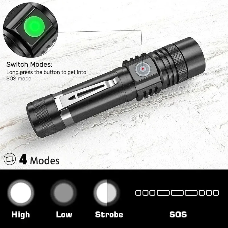 T6 LED oplaadbare zaklamp, 186 - Outdoor Lighting Black recensie en prijs